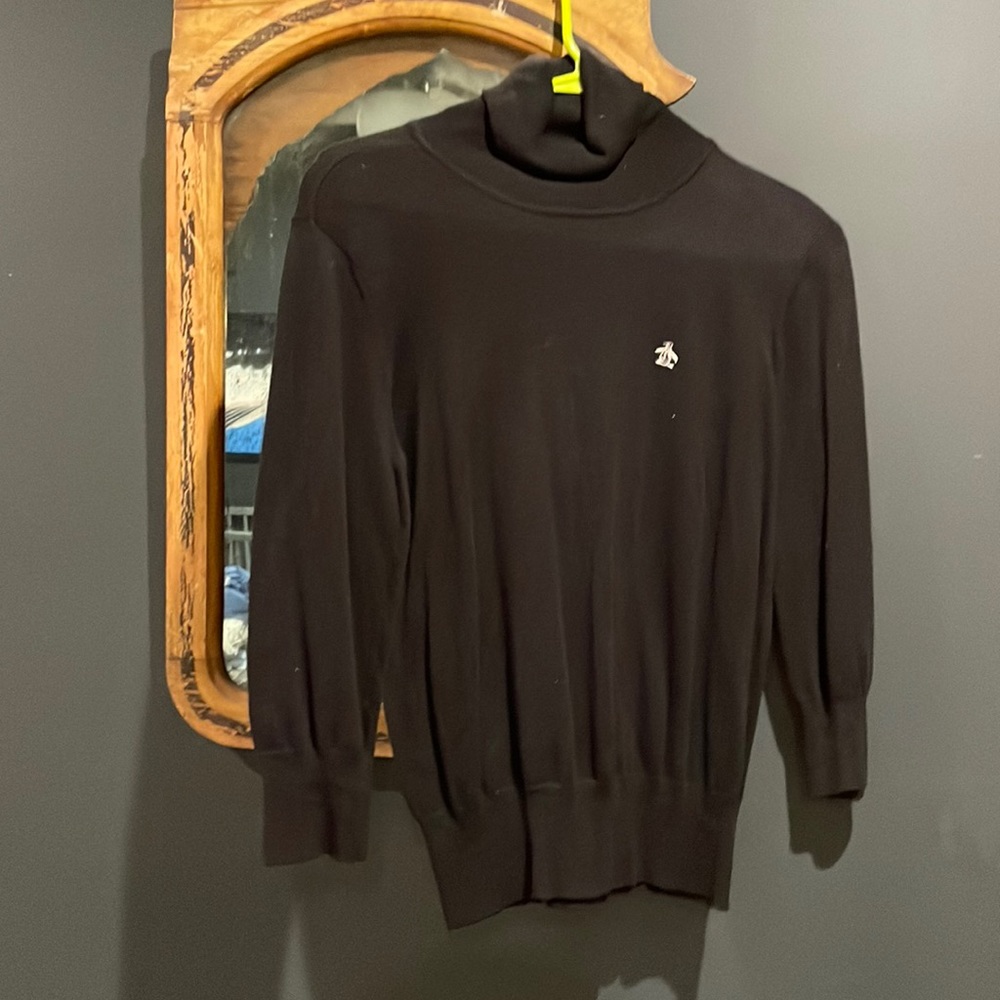 Penguin brand black cashmere / cotton blend turtle neck sweater
